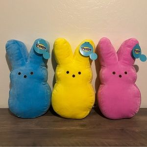 Peeps Bunny 15” Plush Pink, Blue & Yellow Set of 3